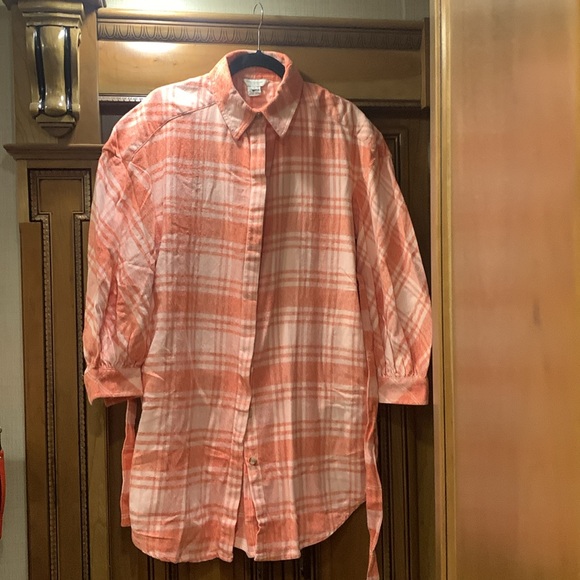 NWOT French Connection Warm Soft Very Oversized Flannel Plaid Shirt Size Small - Picture 3 of 7